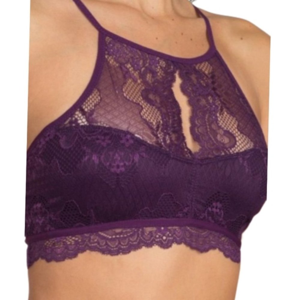 Anemone Grape Colored Lace Bralette